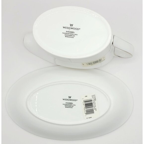 Wedgwood Shagreen Gravy Boat and Plate Set New Opened Box Mint Condition - Picture 6 of 12